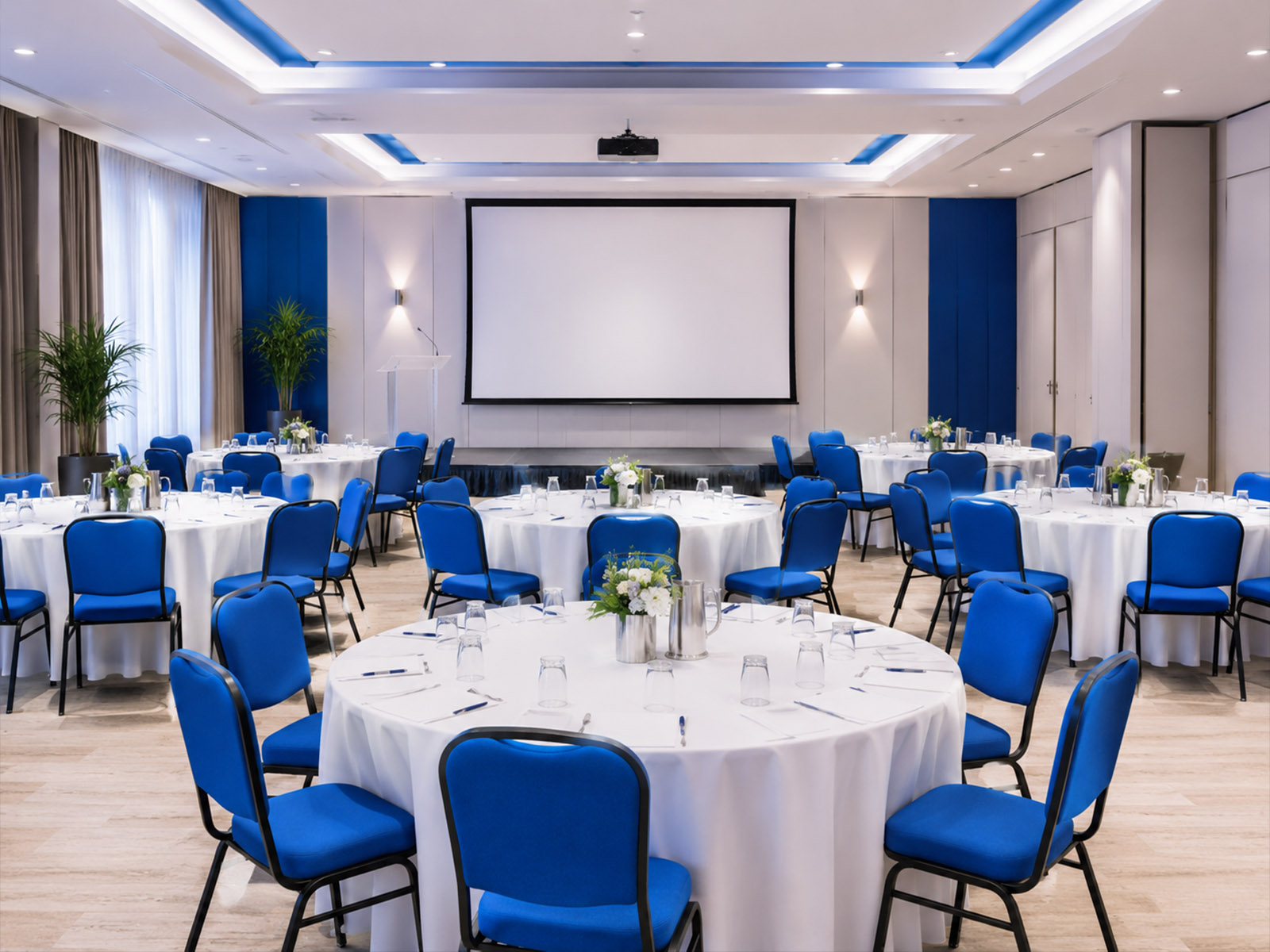 Conference hall set theatre style